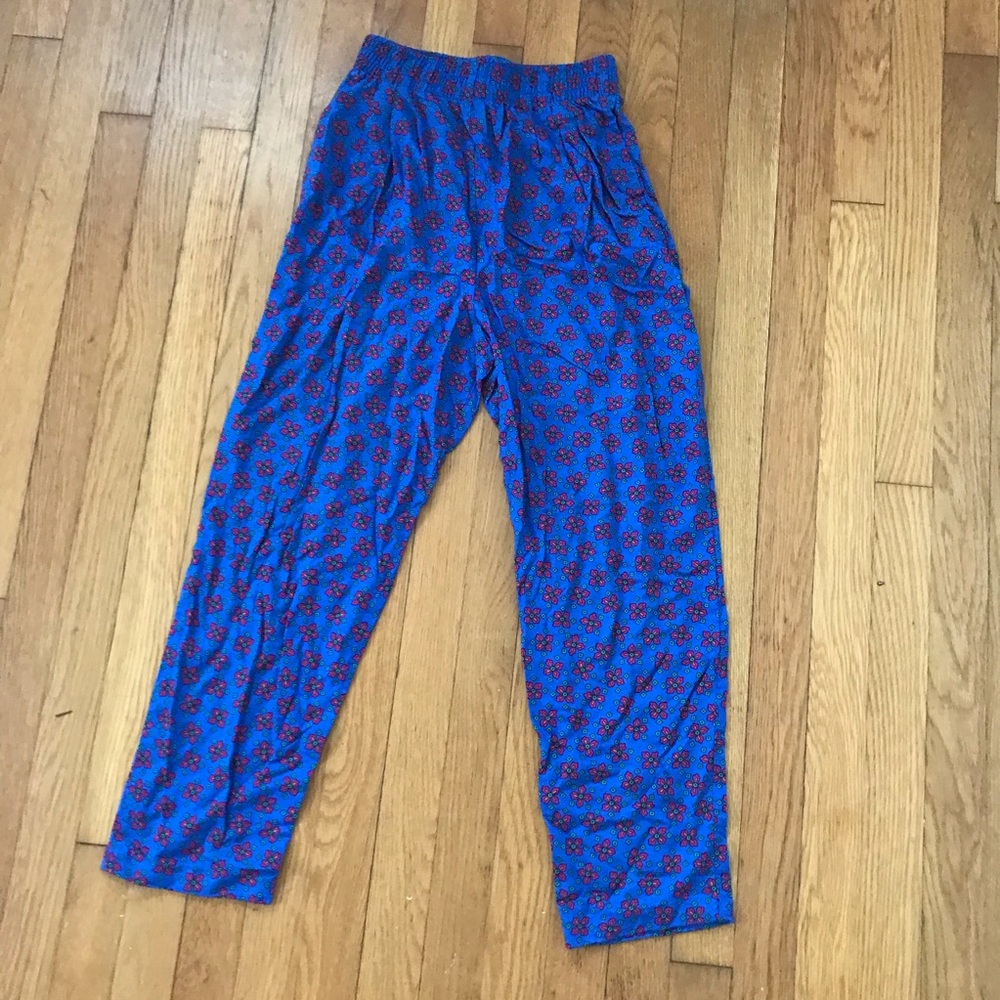 Blue and Red Patterned Pants